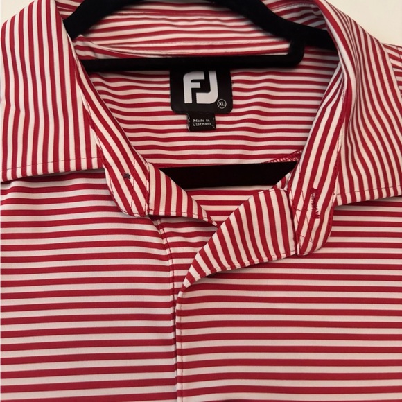 FootJoy Golf Polo Shirt Men’s XL Red White Striped ProDry Performance - Picture 2 of 4